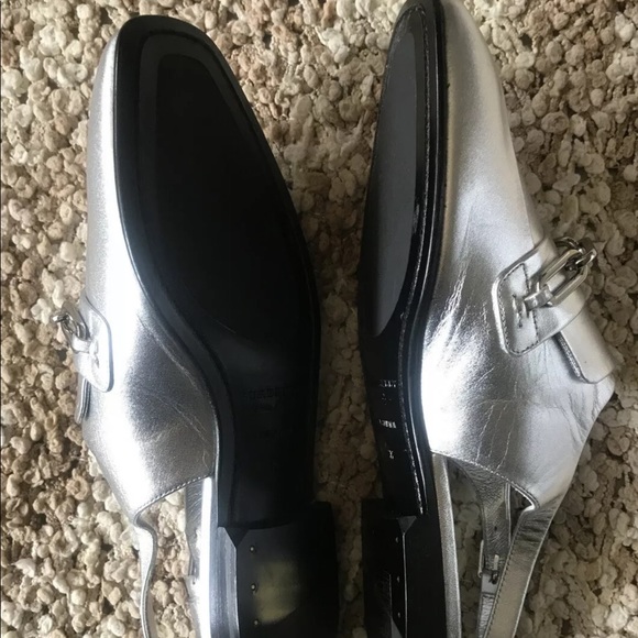 Burberry Silver Leather Cheltown Slingback Sandals - Picture 6 of 7